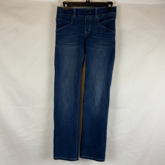 Betabrand Straight Leg Jeans XS Petite Blue Dark Wash Pockets